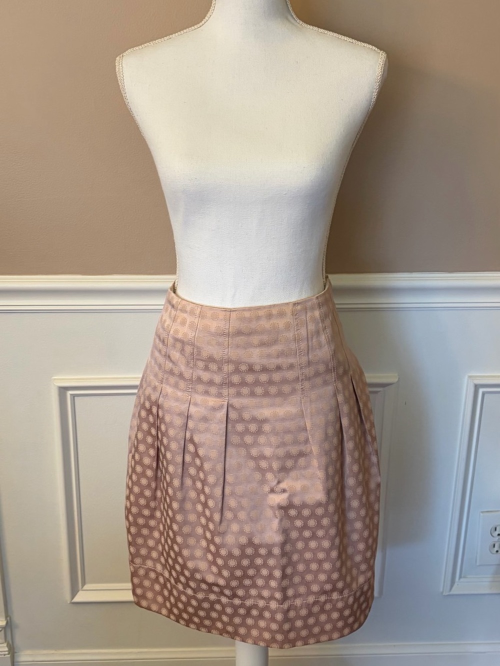 elevenses Blush Pink Polka Dot Pleated Mini Skirt